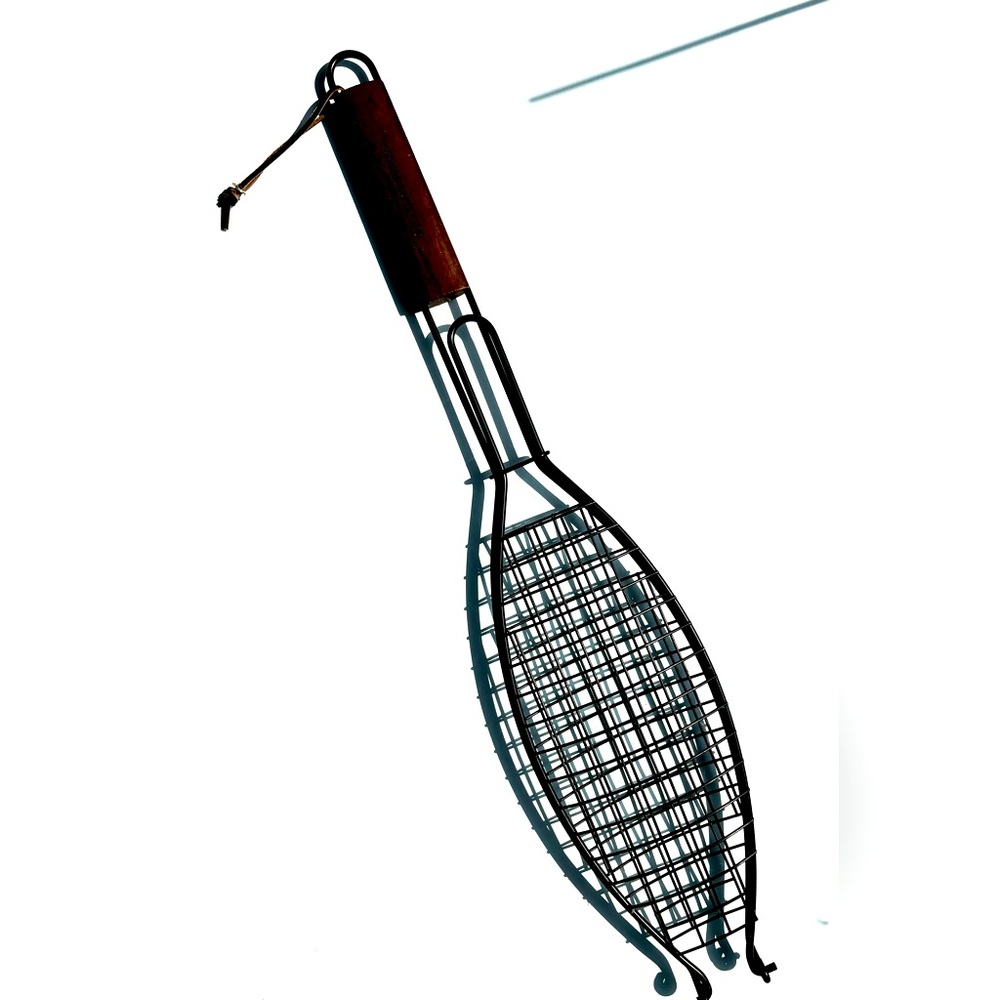 William Sonoma Wood Handle Fish Grill Basket